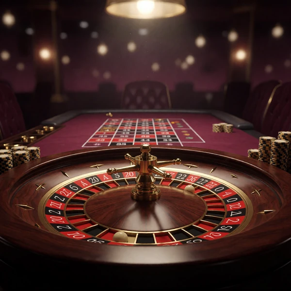 Eleganter Live-Roulette-Tisch mit Kessel und Goldchips im Casina Live Casino Studio