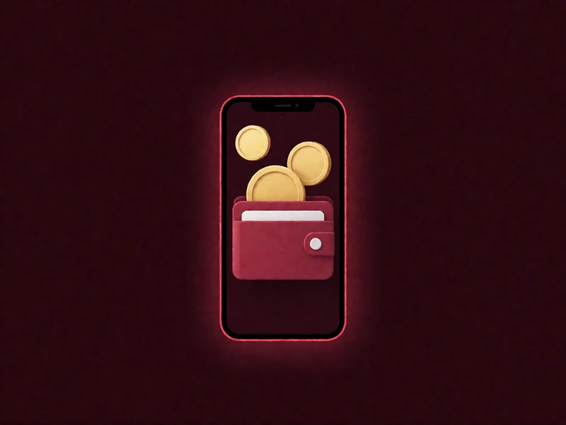 Smartphone mit digitaler Geldb&ouml;rse und goldenen M&uuml;nzen - E-Wallet-Zahlungen bei Casina Casino