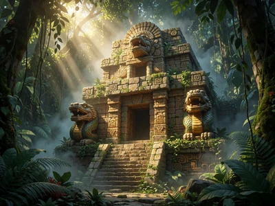 Antiker Azteken-Tempel im Dschungel als Cover eines Abenteuer-Spielautomaten