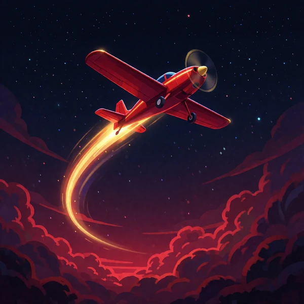 Rotes Propellerflugzeug steigt mit goldener Multiplikator-Kurve in einem Crash Game auf